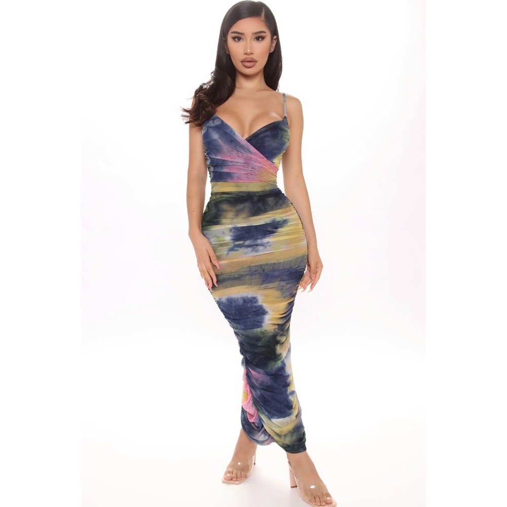Me Before You Tie Dye Maxi Dress - Navy/combo